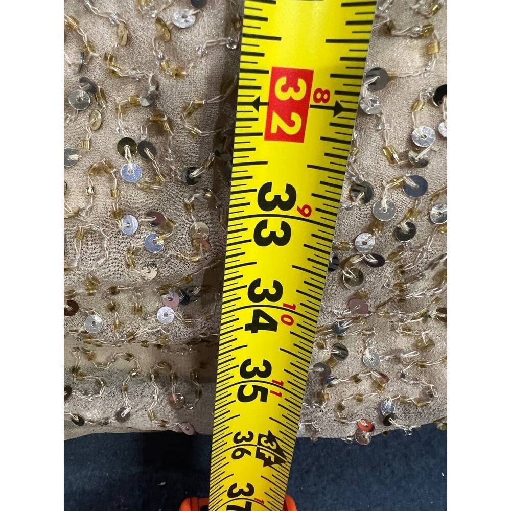Aidan Mattox Gold Sequin Silk Dolman Cold Shoulder Cocktail Dress 16 A008915 - Picture 6 of 9
